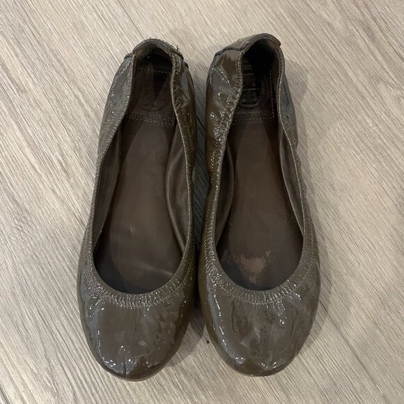 Tory Burch Patent Leather Ballet Flats, Brown Size 7M - Picture 1 of 4